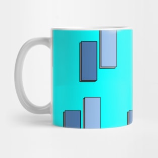 Blue quadrangles on a bright background, geometry Mug